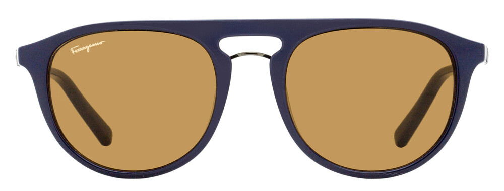 Ferragamo Rounded Pilot Sunglasses SF1090S 414 Dark Blue 54mm - Picture 2 of 2